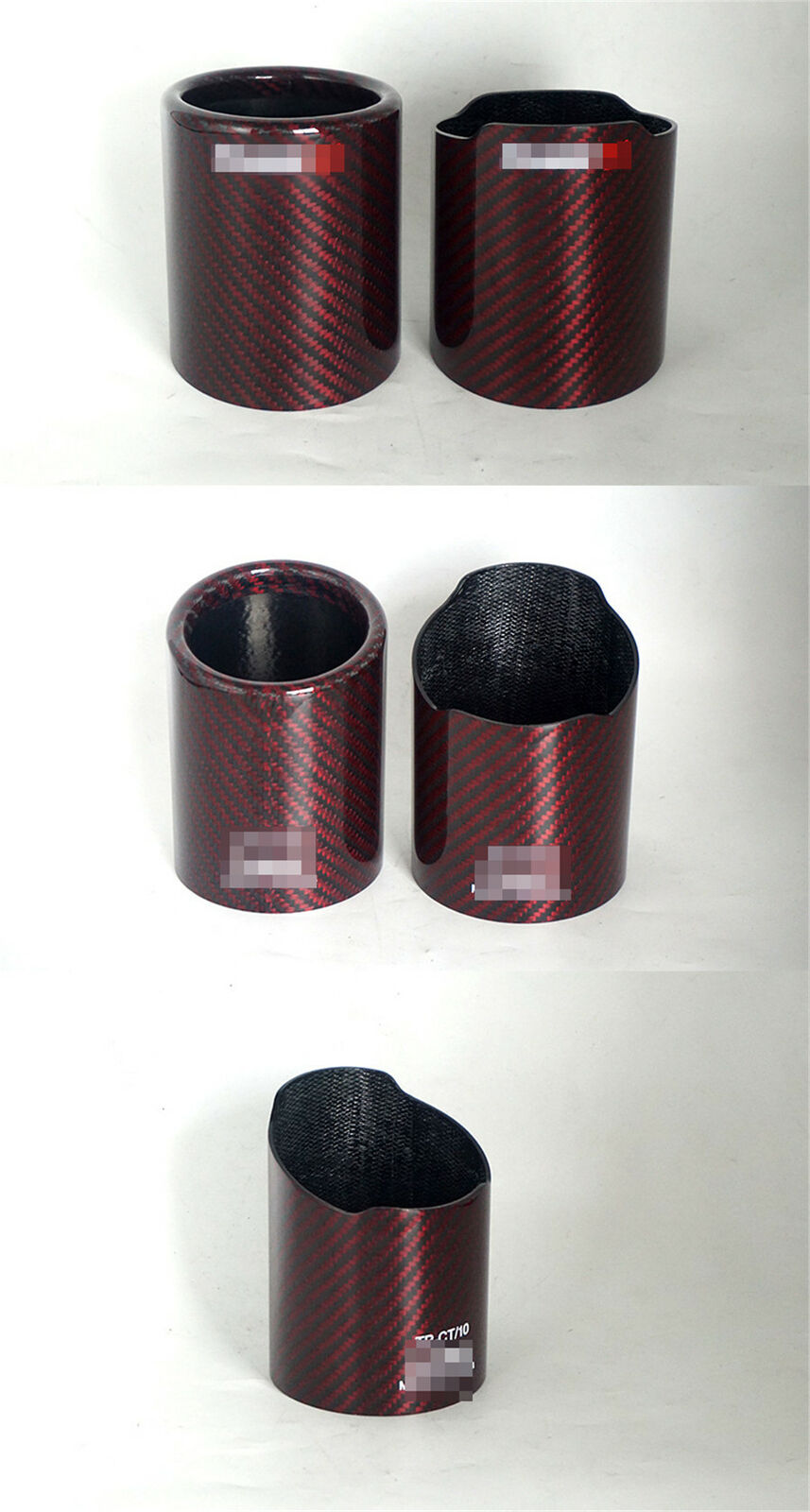 3" Matte Red Car SUV Carbon Fiber Exhaust Muffler Pipe Cover Tip Decoration Case