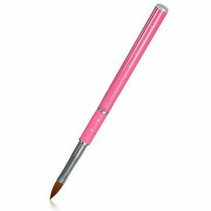 1pc Tool For Nail Art Acrylic Brush Metal Handle With Diamond Kolinsky Hair 8#