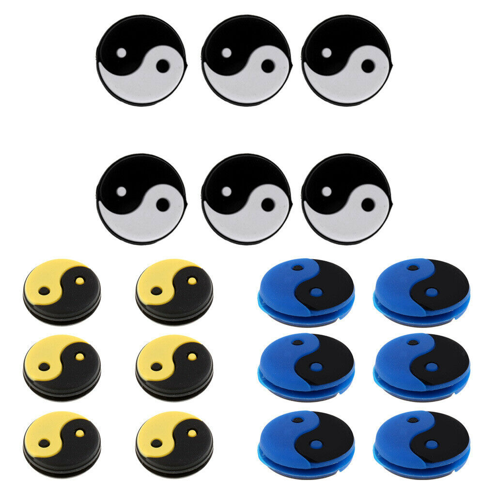 18 Pieces Silicone Yin and Yang Tennis Racquet Vibration Dampener Shock Absorber