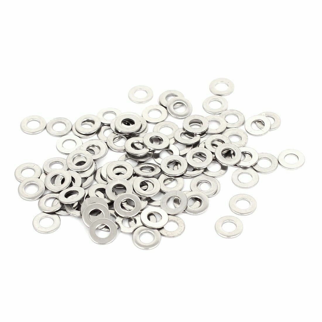 Stainless Steel Flat Washer  M3x6mmx0.5mm 100Pcs
