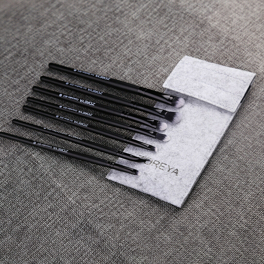 Black Wooden Handle Eye Makeup Brushes Set, 7 Pieces Eyeshadow Makeup Brushes