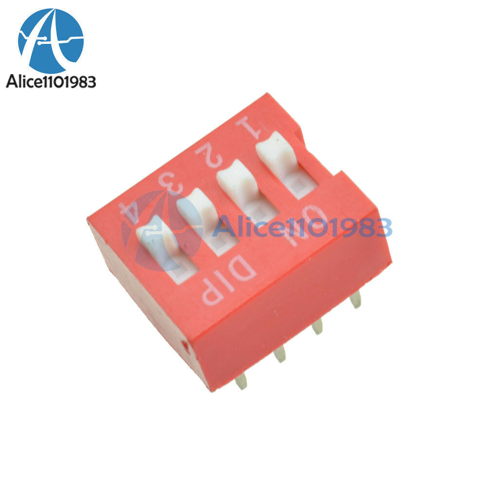 100PCS Slide Type Switch Module 2.54mm 4-Bit 4 Position Way DIP Red Pitch