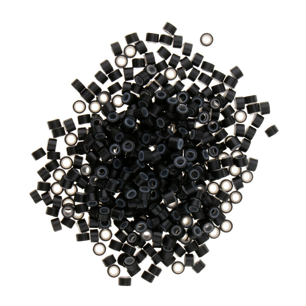 2X of 500 Micro Rings Tubes for Bonded Tipped Hair Extensions Tools Kit Black