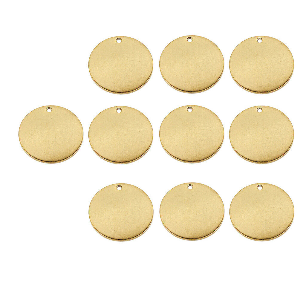 10 Pieces Metal Flat Round Circle Blank Coin Stamping Charms Tag Pendant