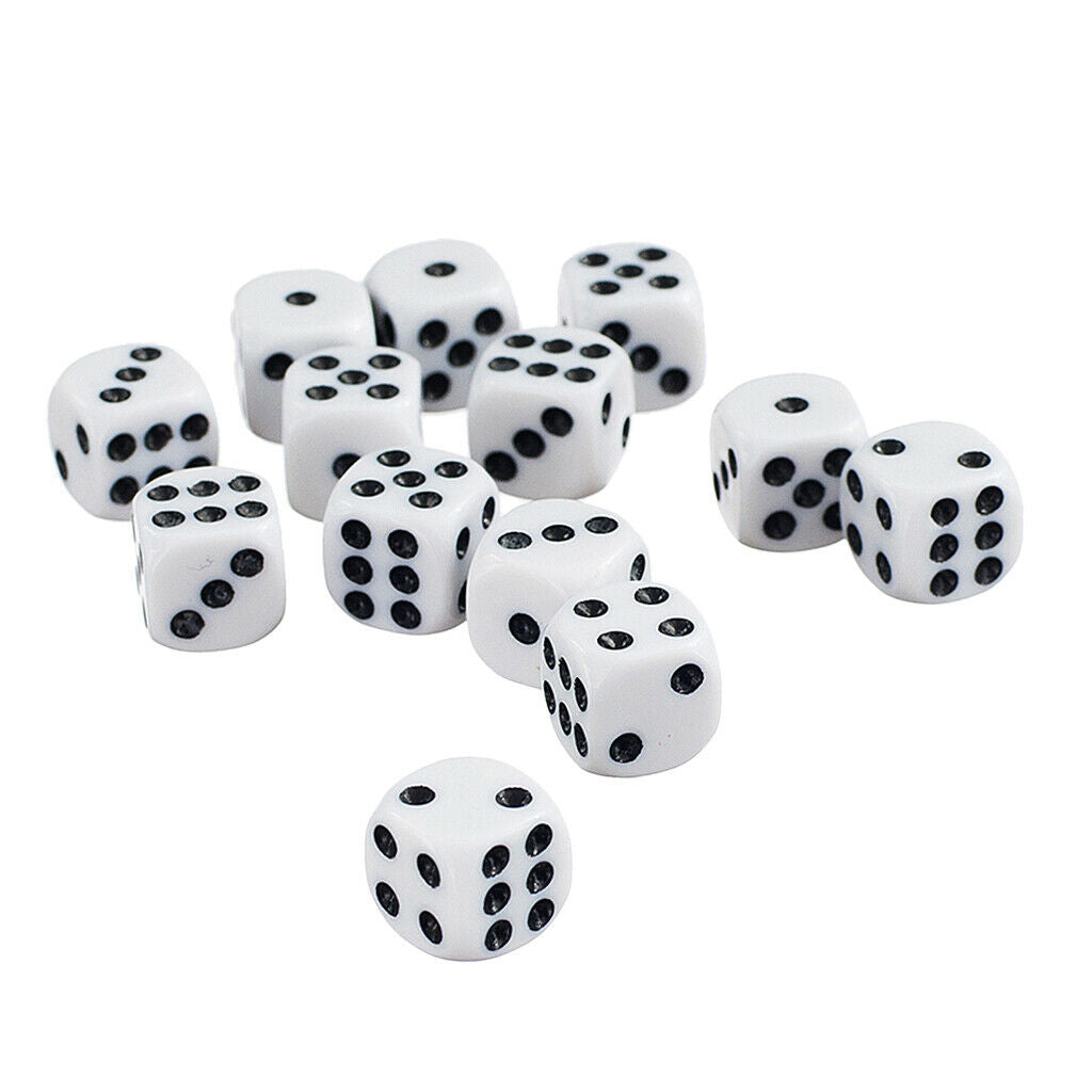 50Pack of 12mm Opaque Six Sided Spot Dice Games D6 D&D RPG White