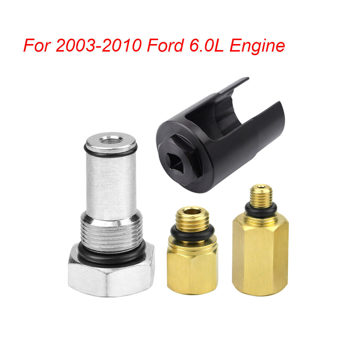 4PC Car Valve Air Test Fuel Rail Adapter Tool Kit For 2003-2010 Ford 6.0L Engine