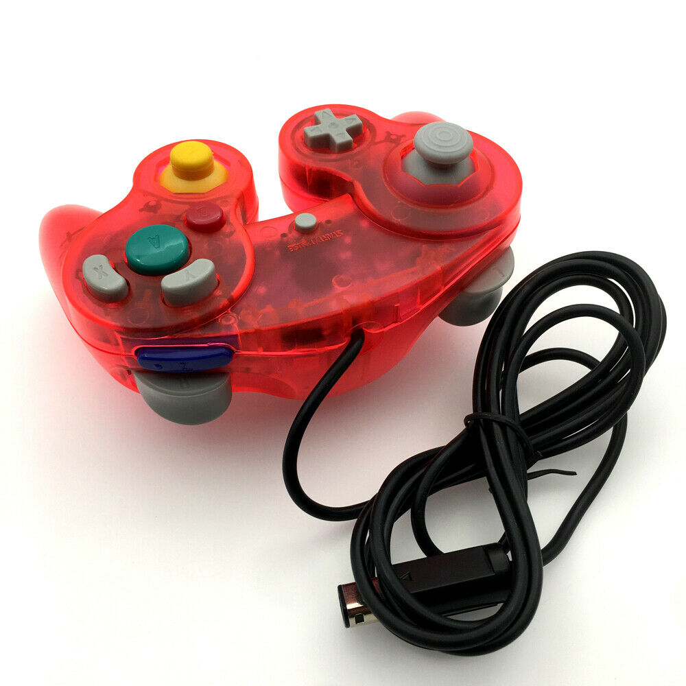 Clear Pink Wired Game GC Shock Controller For Nintendo GameCube NGC Console