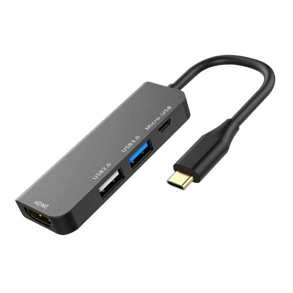 Type-C Hub To 4K HDMI With USB 3.0/2.0 Port, Aluminium Hub With Micro USB