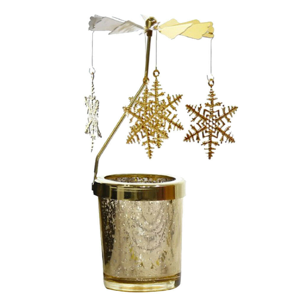 2pcs Rotatable Candle Holder Metal Tealight Candlestick Romantic Snowflake