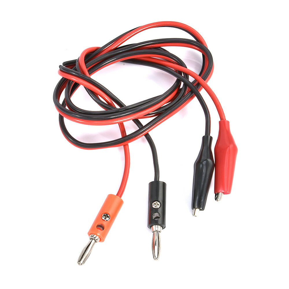 1M Alligator Test Hook Lead Clip To Banana Plug Probe Cable Red+Black JT