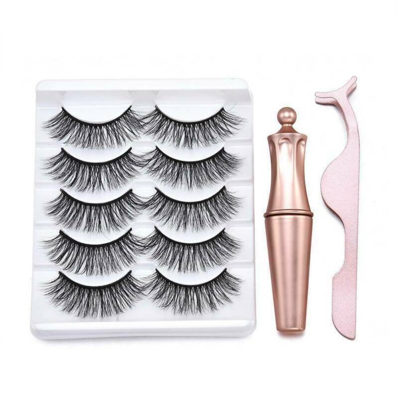 Waterproof Magnetic Eyeliner with 5 Pairs Eyelashes and Tweezer Long Lashes US-