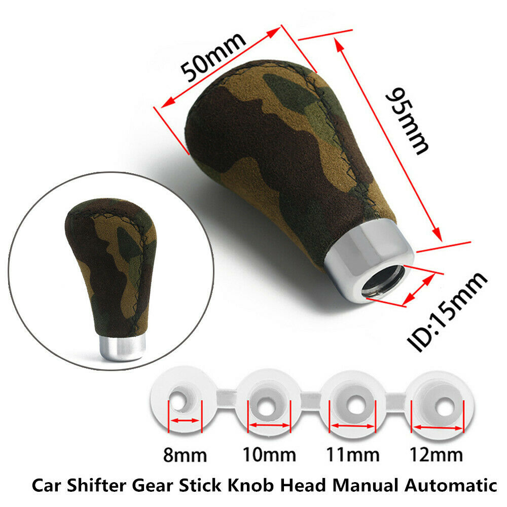 Car Shifter Gear Stick Knob Head Manual Automatic w/ 4 Adapters 8,10,11,12mm