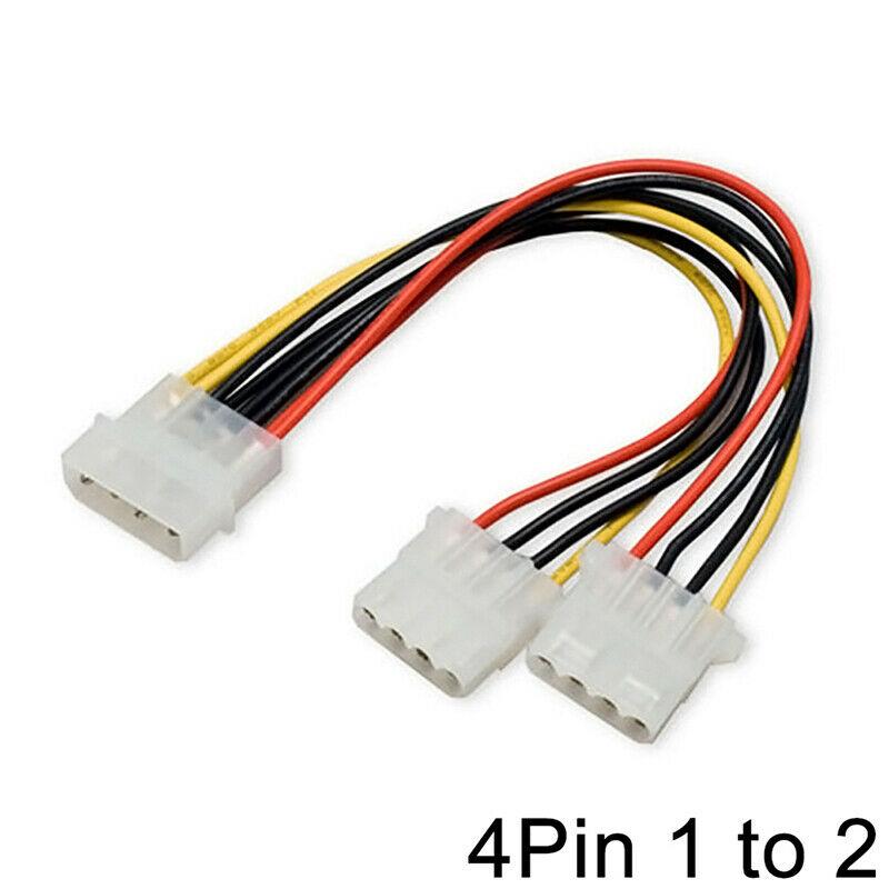 2x 4Pin ATX Molex 1 Male to 2 Female Extension IDE Power Supply Splitter Cabl DD