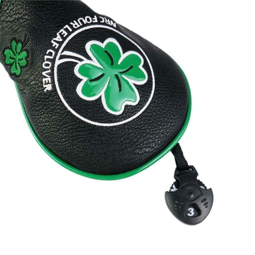 Premium Golf Club Head Cover Black PU Leather Headcover with No.Tag Guards