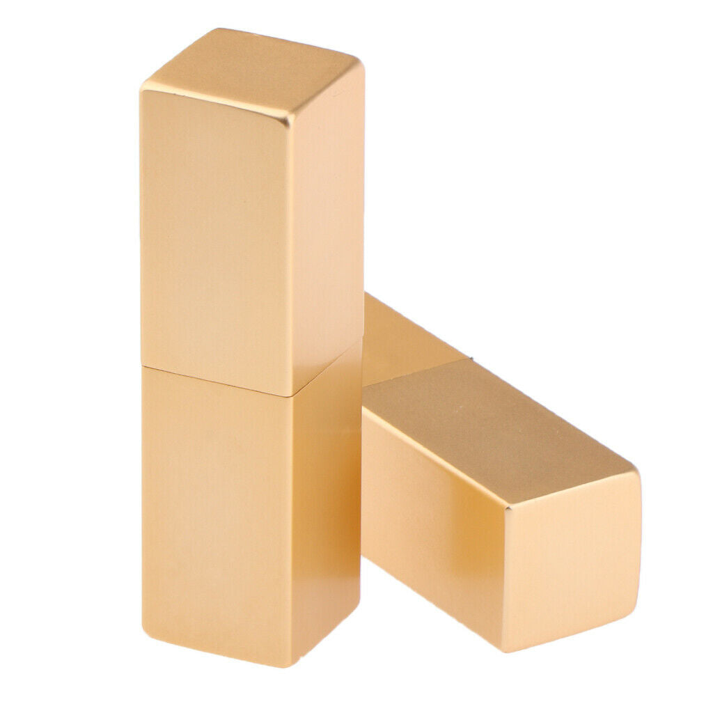 2pcs Empty Lipstick Tube Lip Balm Makeup Containers - Blue+Golden, Golden Flat: