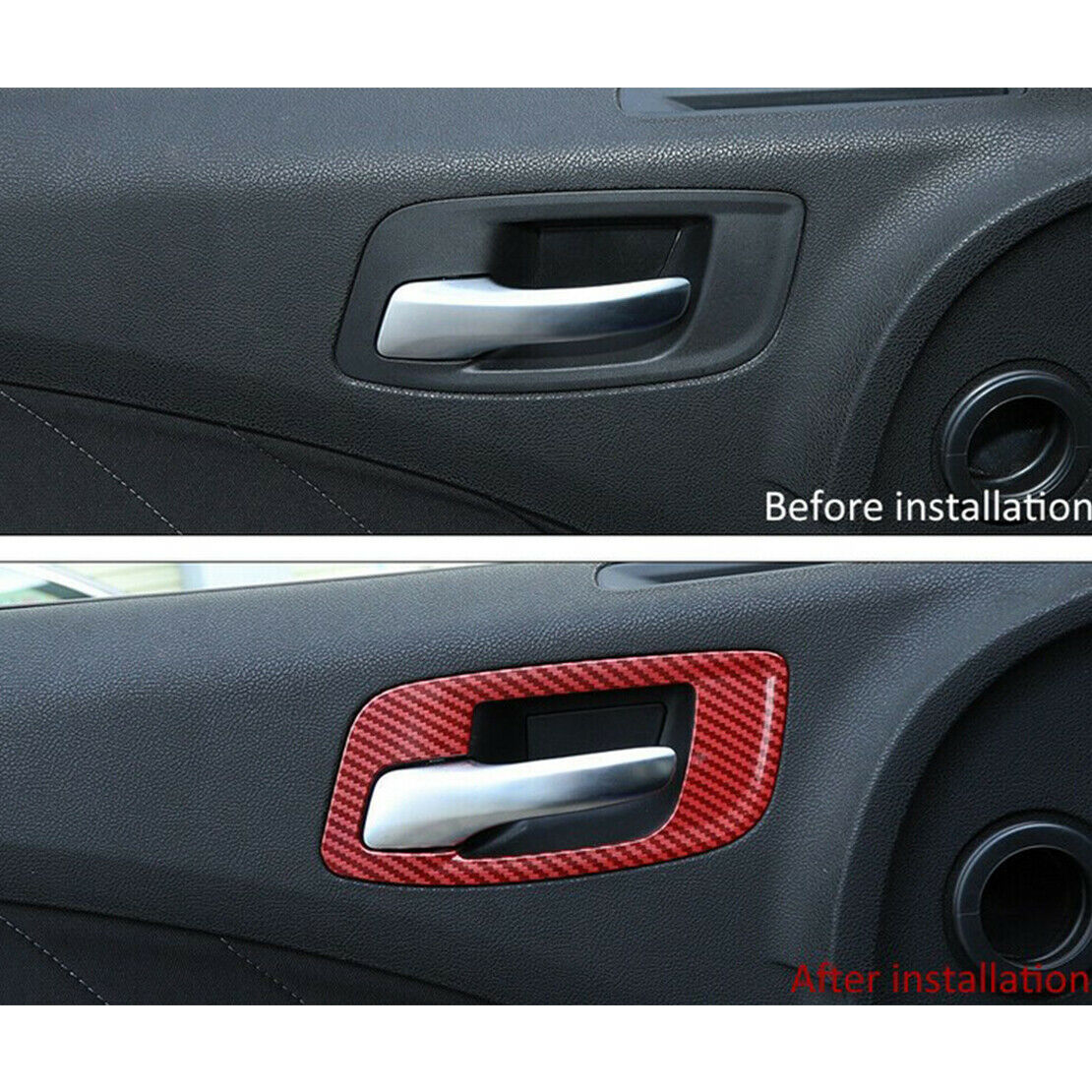 Carbon Fiber Texture Inner Door Handle Bowl Cover Fit for Dodge Charger 2015-19