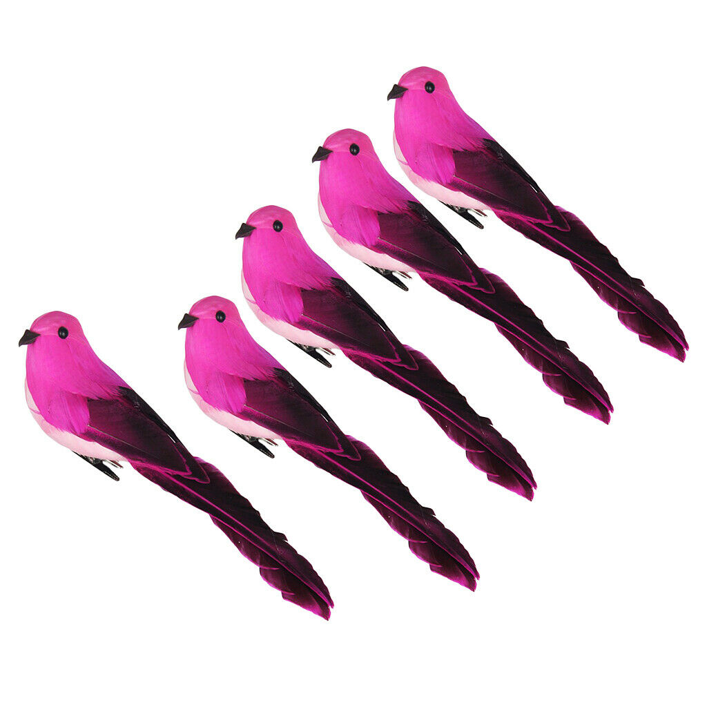 5Pcs Artificial Foam Birds, Clip on Feathered Bird Ornaments, DIY Craft for Home