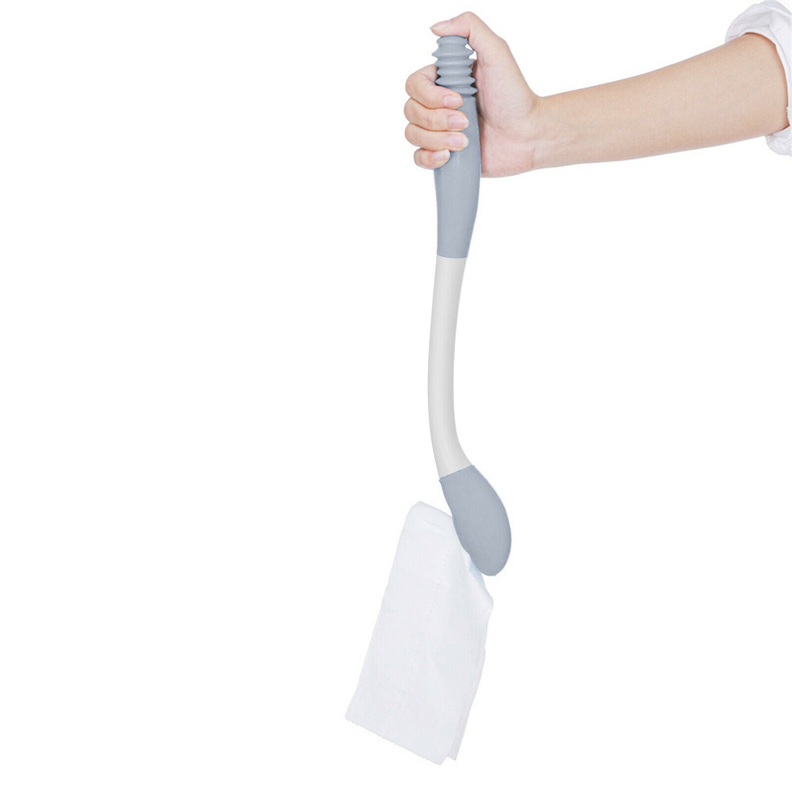 Bottom Toileting Aid Tool Handled Tissue Grip Helper Paper Holder Grey White