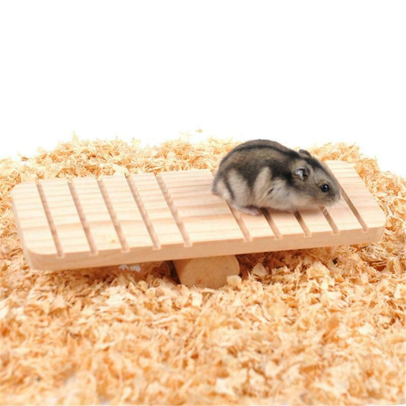 Hamster Wood Teeterboard for Small Pets Exercise Chew Toys for Dwarf Hamsters