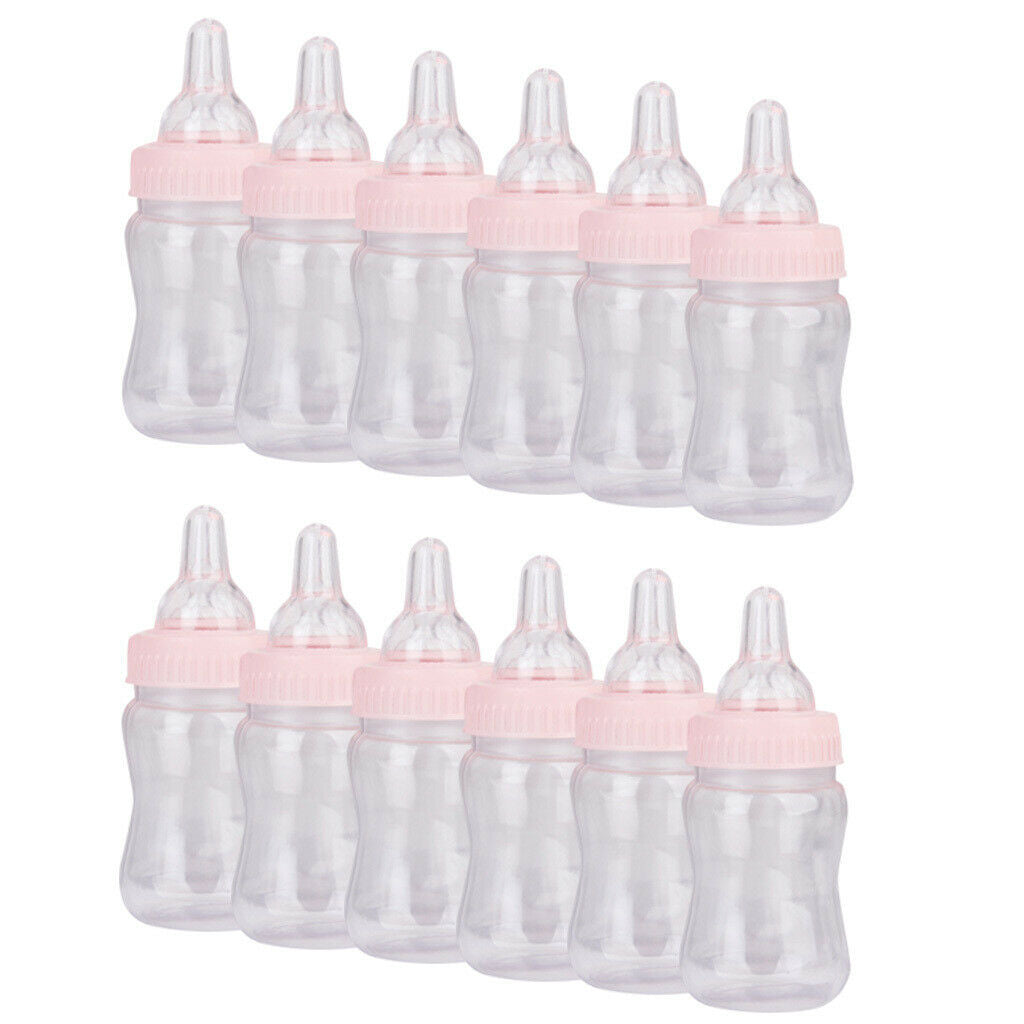 12x Small Feeding Bottle Christening Baby Shower Favors Party Decor Pink