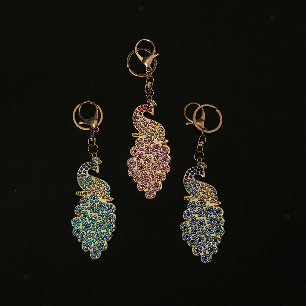 Mosaic Making Kits, DIY Full Drill Diamond Painting Keyring Cartoon Peacock