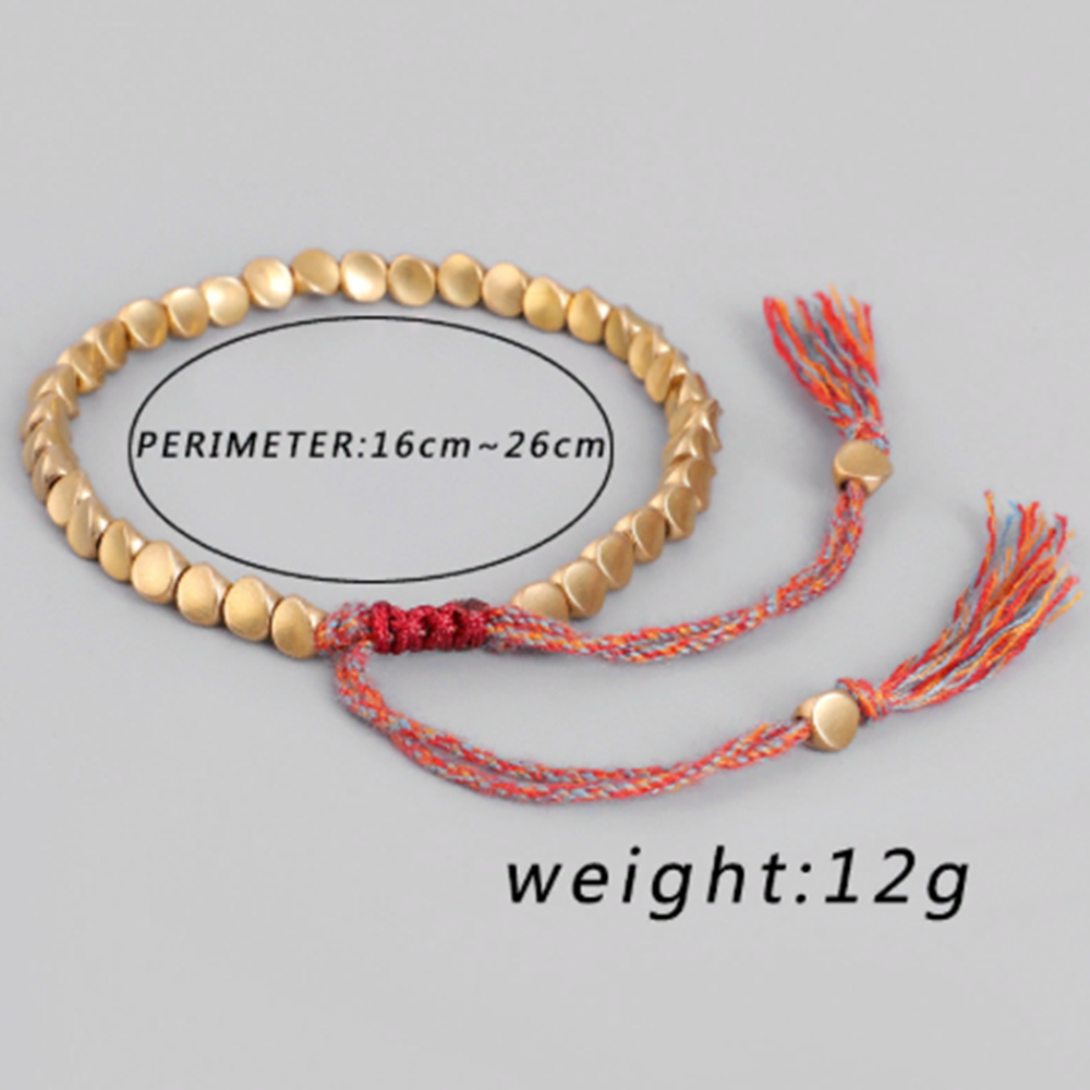 Beads Lucky Rope Handmade Cotton Copper Tibetan Buddhist Braided Bracelet AU X1
