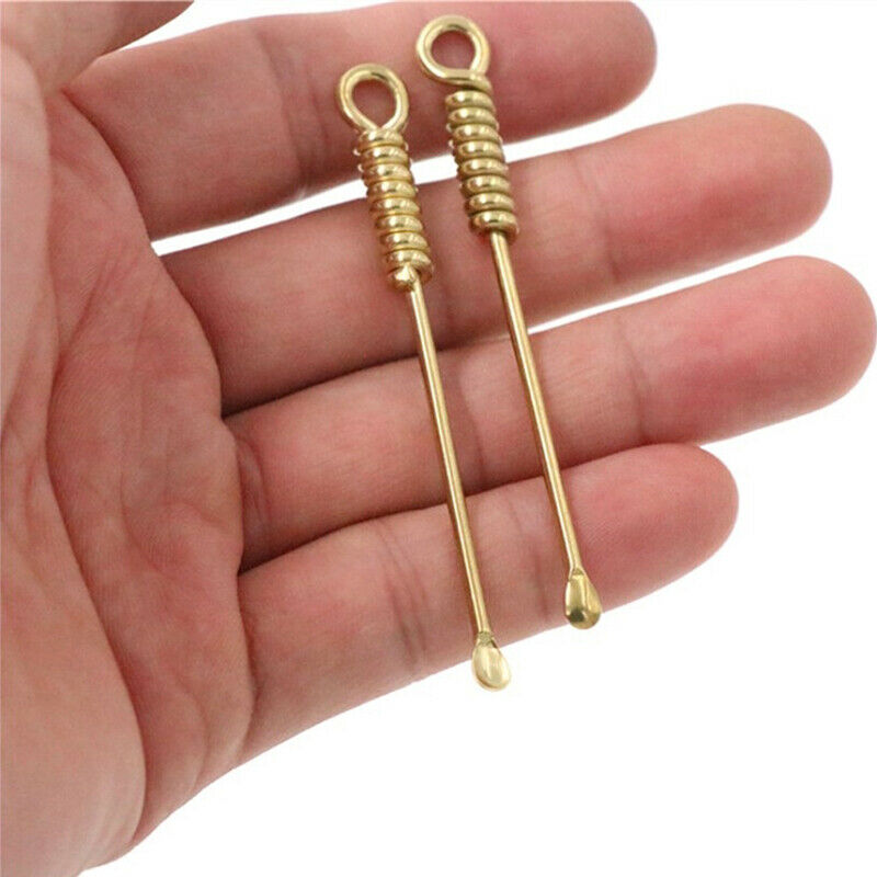 Handmade Wire SculptureBrass Earpick Earwax Cleaner Ear Spoon Keychain Pe.l8
