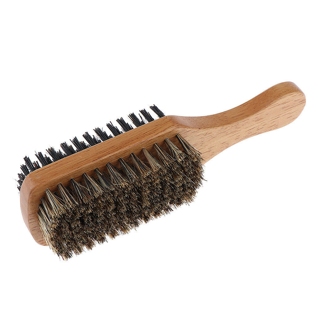 2Pcs Dual-side Men's Hair Bristle Beard Mustache Brush with Wood Handle
