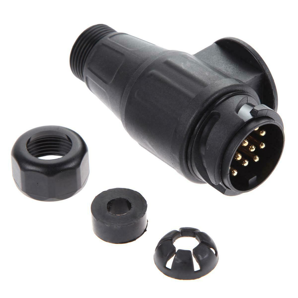 13 PIN TRAILER CARAVAN PLUG AND SOCKET TOWING ELECTRIC CONNECTORS BLACK