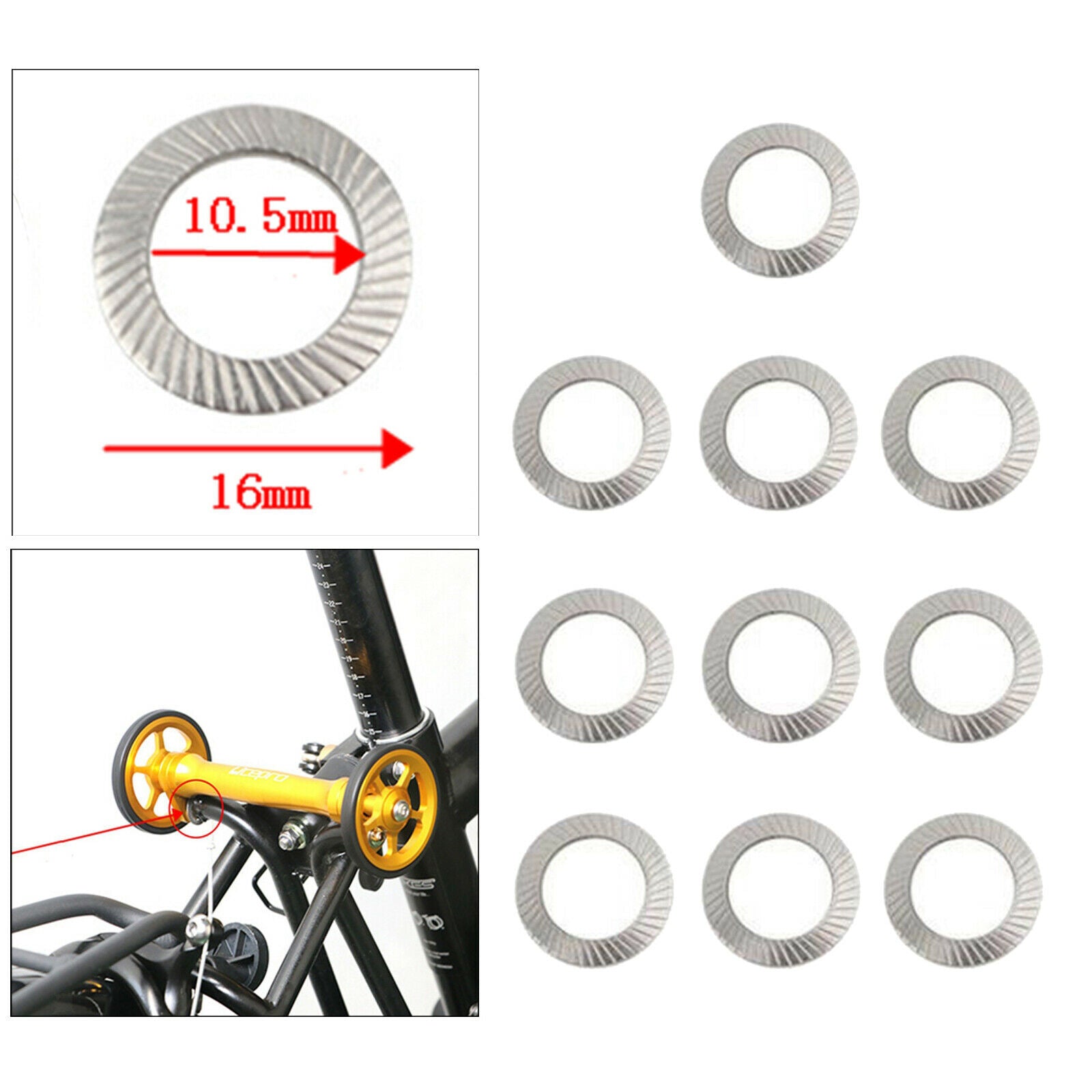 10Pack Folding Bike Easy Wheel Spacer Bicycle Gasket Components Accessories