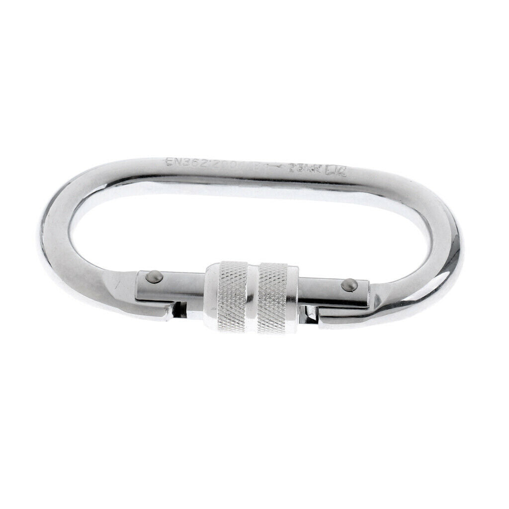 2x 25KN Oval Screw Locking Carabiner For Rock Climbing Rappelling Anchoring