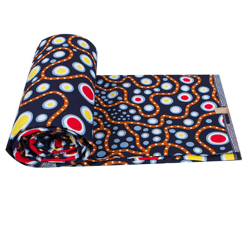 African Wax Printed Fabric Dots Batik Polyester Cloth DIY Sewing Garment Supply