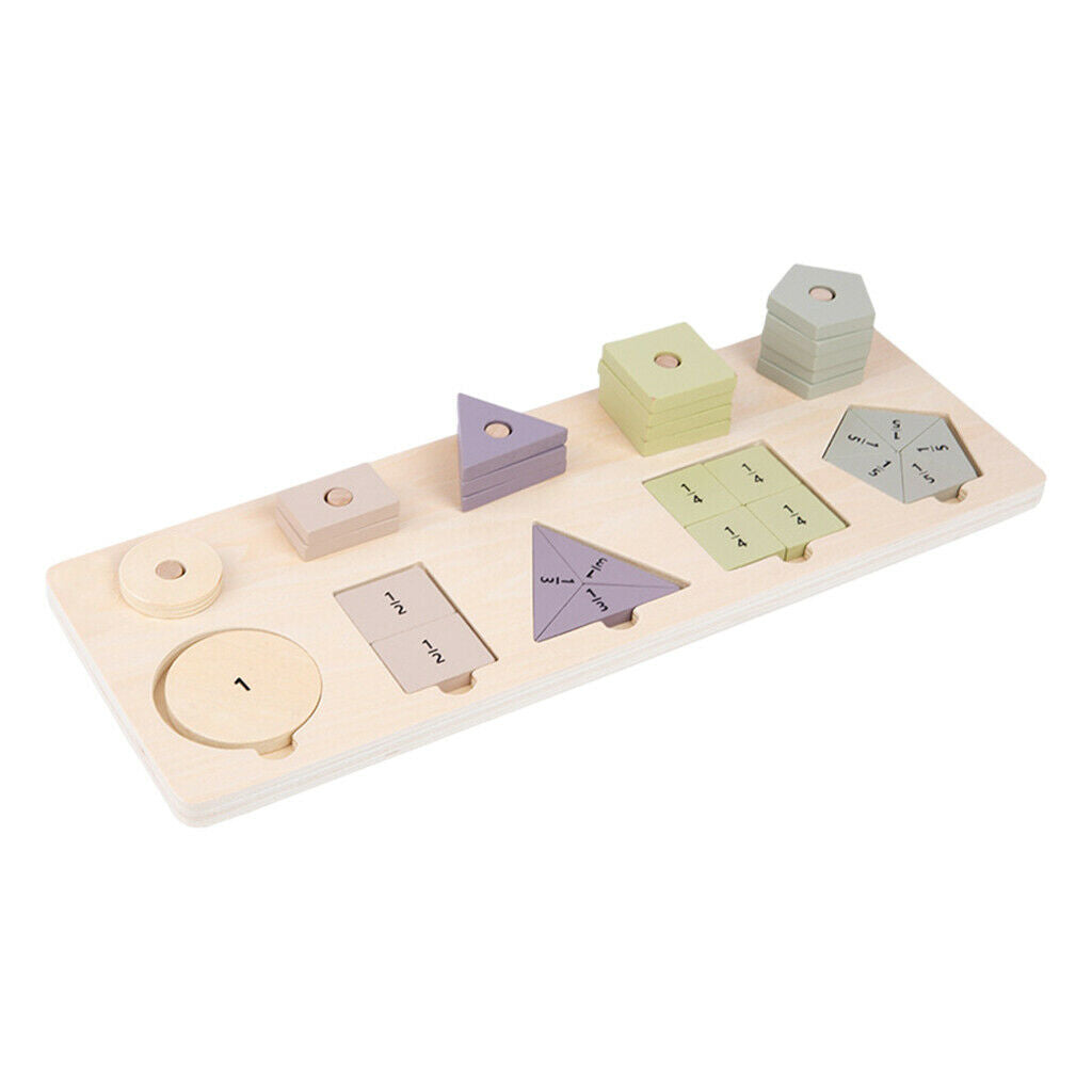 Wooden Montessori Mathematics Toys Sorting Game Fraction Puzzles Board