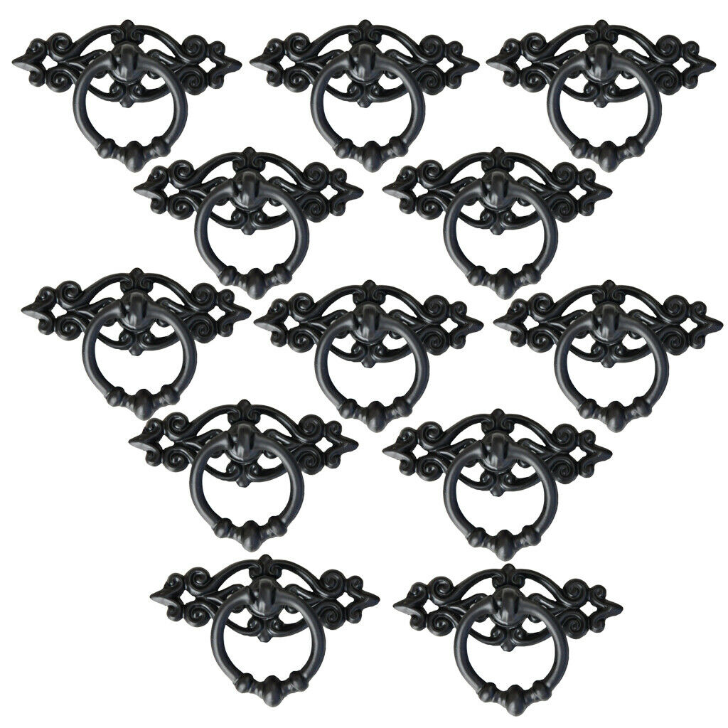 12 x Metal Black Cabinet Drawer Drop   Pulls Cupboard Bin Knob Handle