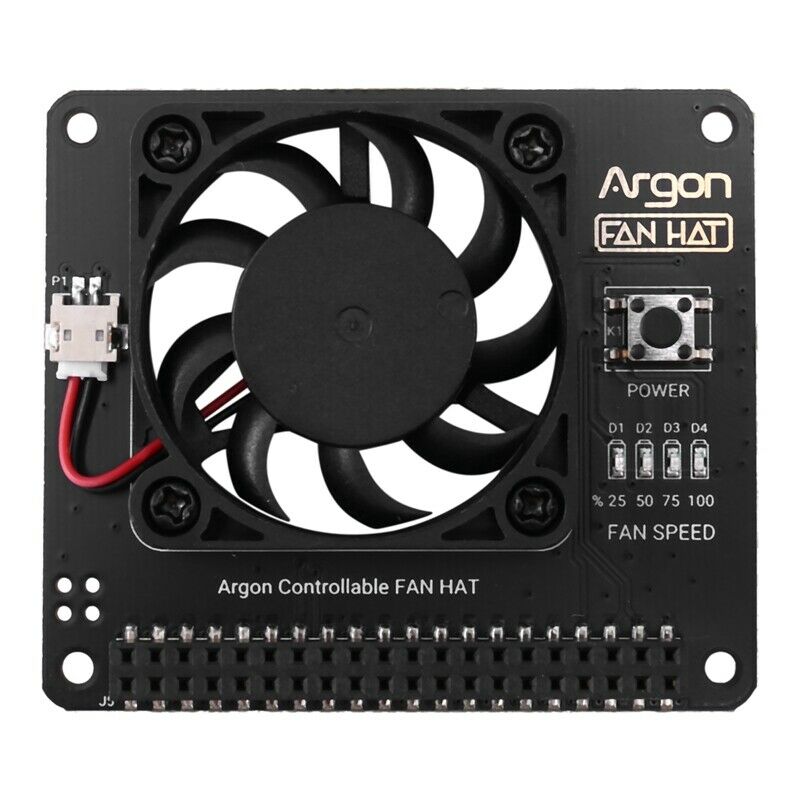 Argon Fan HAT for Raspberry Pi 4/ 3 Cooling Fan with Software Adjustable SpeF4T2
