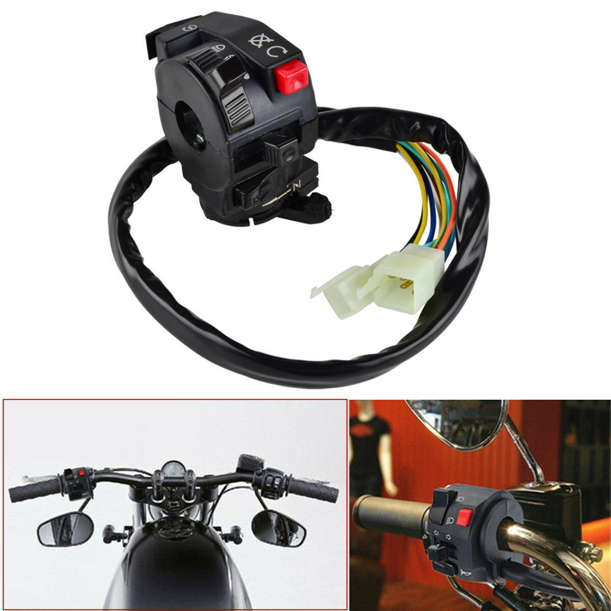 7/8" Motorcycle ATV Handlebar Start Stop Headlight Hi/Low Throttle ON-Off Switch