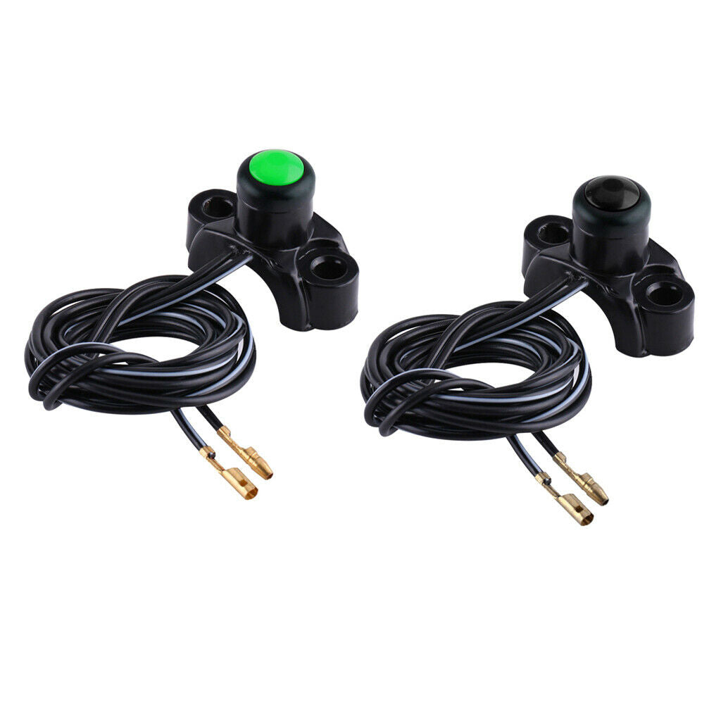 Motorcycle 22mm Handlebar Engine Kill Stop Start Button Switch Green+Black