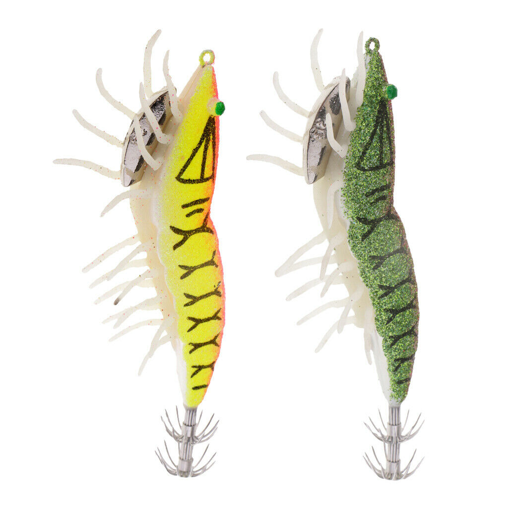 2pcs Luminous Shrimp Fishing Lures Squid Jig Hooks