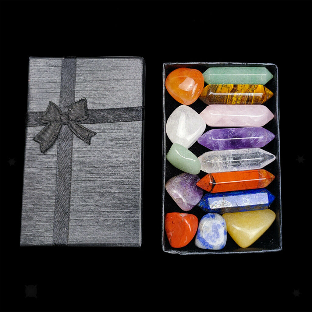 14x Tumbled Crystal Stone with Gift Box Quartz Energy Good Home Desk Decor