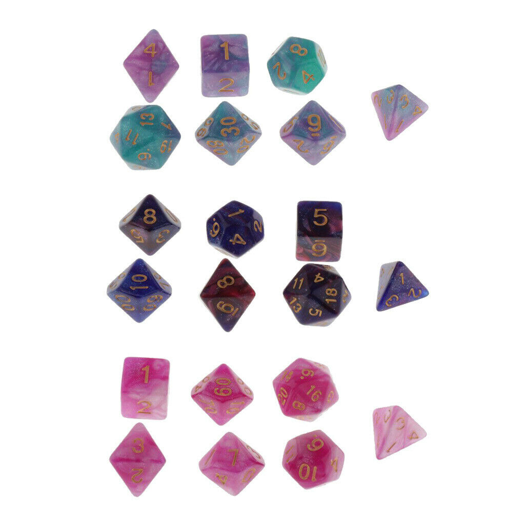 21Pcs D4-D20 Polyhedral 10-25mm Dice Game for DND Table Game Casino Supplies