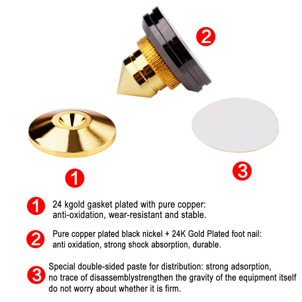 4pcs Speaker Spikes Stand CD Subwoofer Audio Amplifier Turntable Isolation Feet