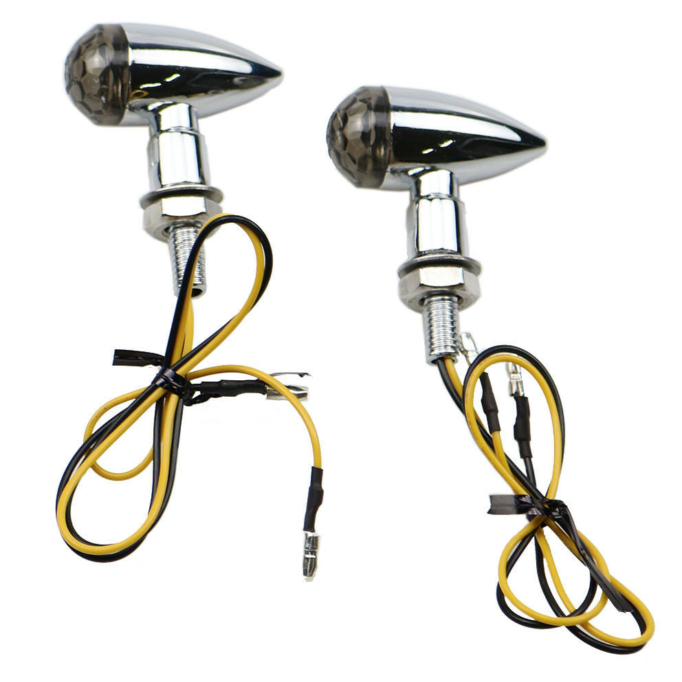 Chrome+Smoke Lens Mini Bullet Turn Signal Indicator Light For Cafe Racer Cruiser