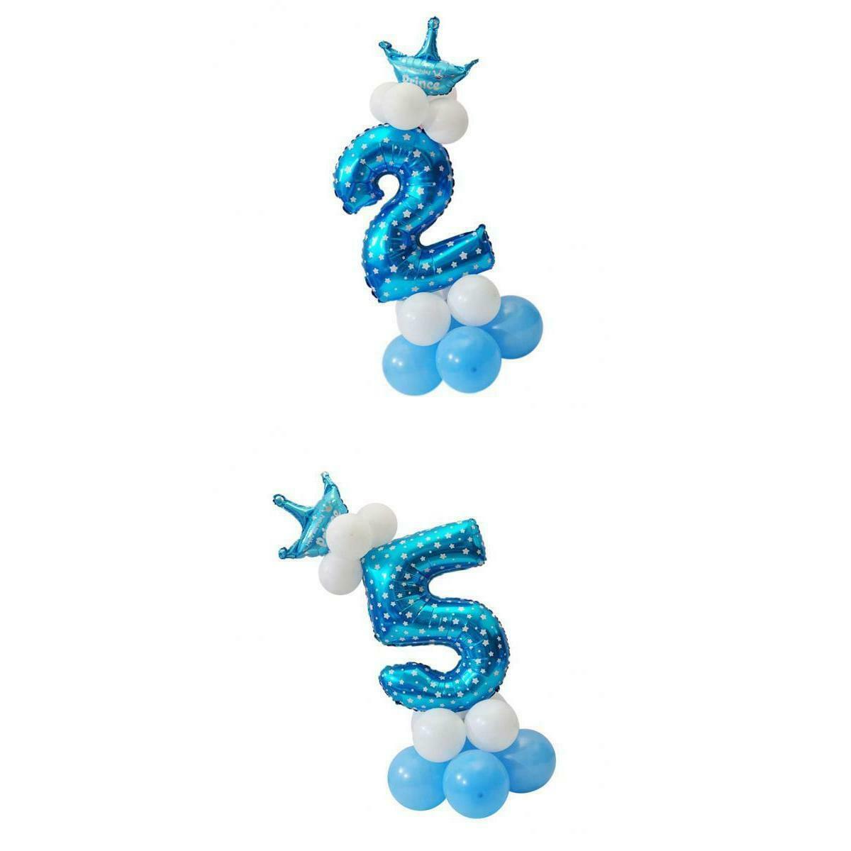 32 '' Foil Balloons Number 5 \u0026 2 Anniversary Crown Decor - Blue