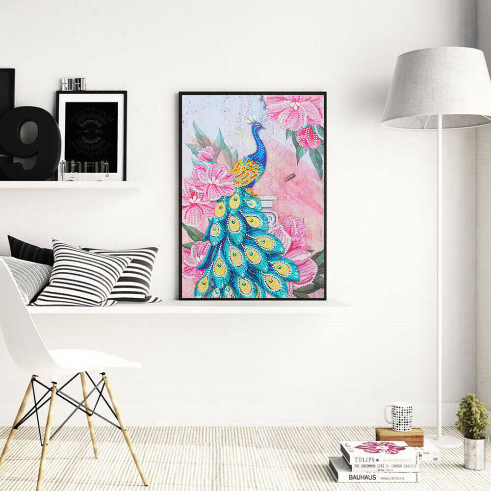 Peacock Pink Flower Irregular Rhinestone Picture DIY Set 30x40cm (PA041)  @