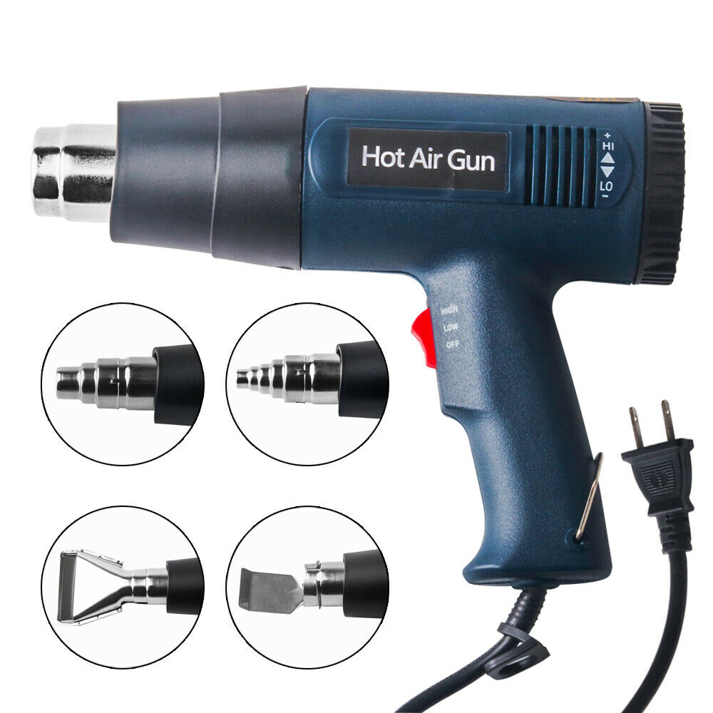 2000W Dual Temperature Heat Gun with Accessories Shrink Wrapping 4 Nozzles