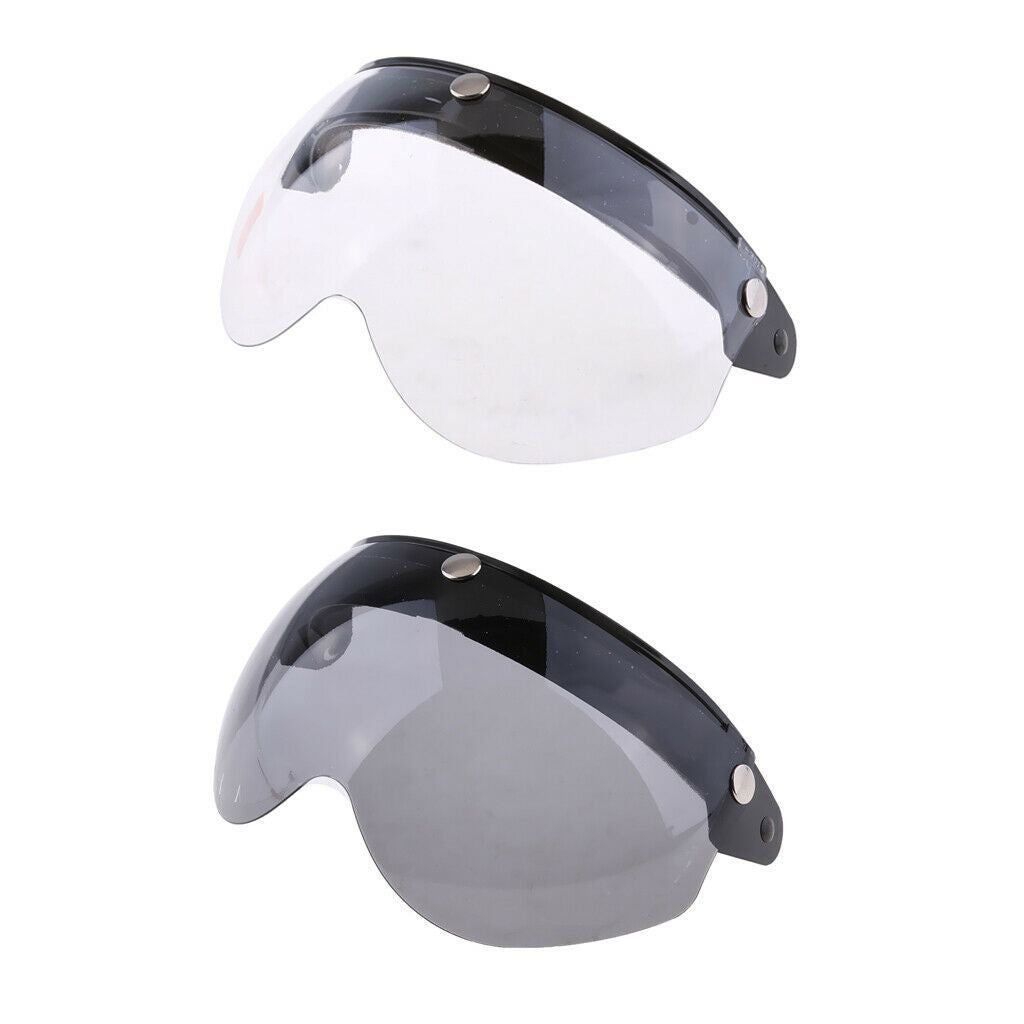 2PCS Visor Flip Up Motorcycle Helmet 3/4 Face 3 Snap Clear+Grey