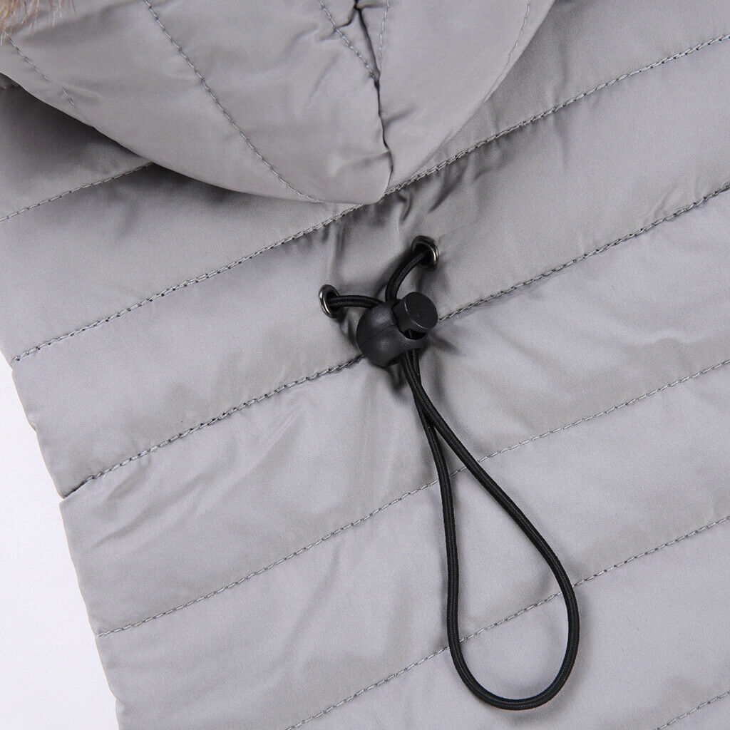 Pet Dog Cat Hooded Jacket Winter Warm Windproof Plush Hat Coat Gray