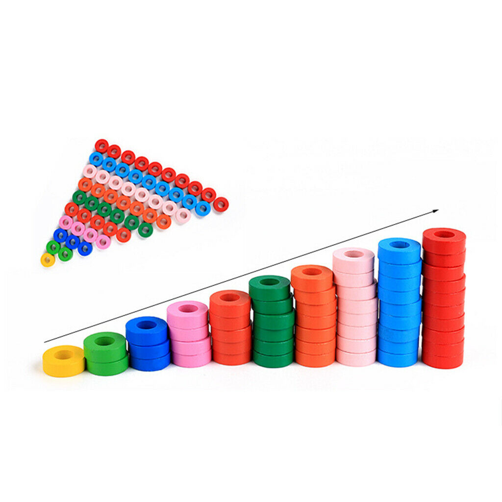 Montessori Wooden Geometry Blocks Match & Number Count Kids Educational Toys
