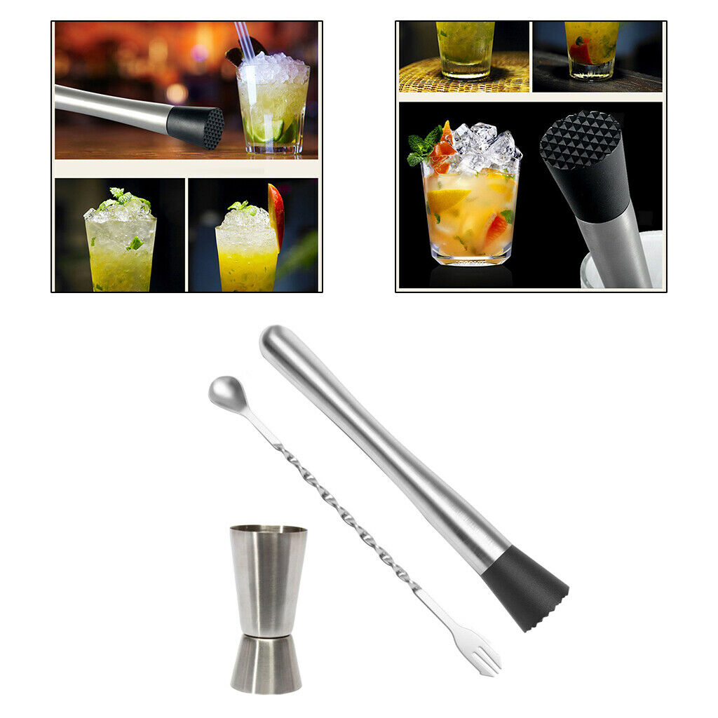 Stainless Steel Cocktail Muddler Blender Drink Bartender Martini Bar Tool Set