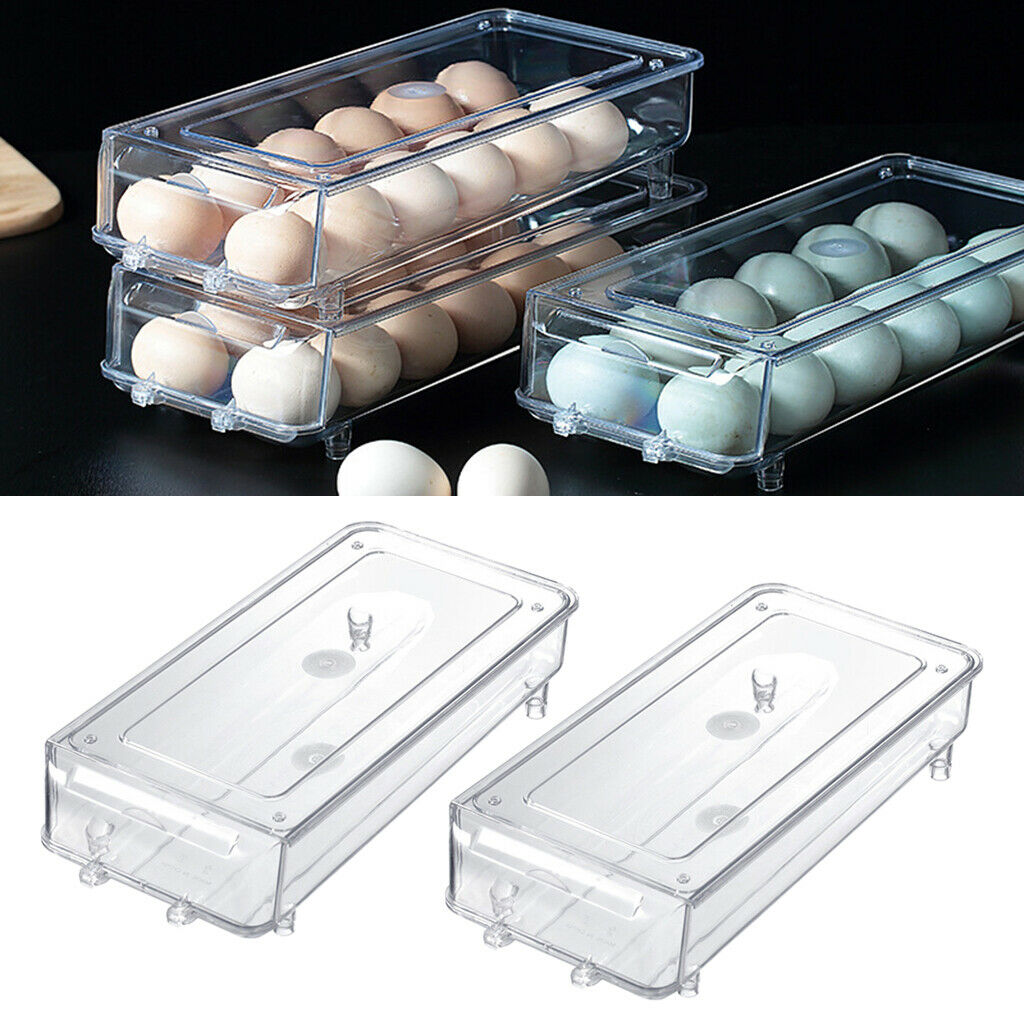 Stackable Egg Holder Auto Scrolling Down Eggs Tray Food Container Storage